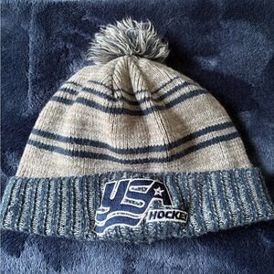 USA Hockey Gray and Blue Knit Beanie